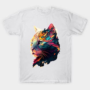 Fiery Paper Cat Portrait T-Shirt